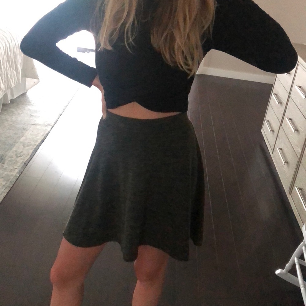 SuperDry Army Green Knit Skater Skirt
